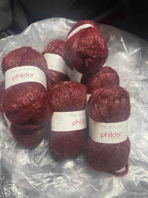 VINTAGE PHILDAR PHIL BOUBOU 9 PELOTES POURPRE neuves - Photo 1/3