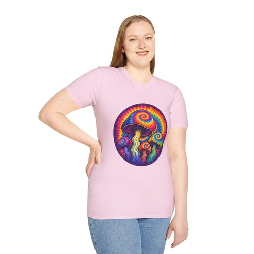 Tie Dye Mushroom Psychedelic Trippy Retro Hippie Natur Unisex Softstyle T-Shirt - Bild 100 von 112