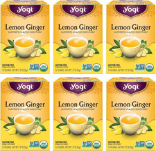 Tea Lemon Ginger Tea - 16 Bags per Pack (6 Packs) - Organic Ginger Root Tea to S
