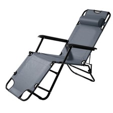 Portable Dual Purpose Extendable Folding Reclining Chair Grey Lightweight for