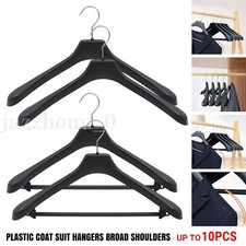 Up to 20pcs Plastic Coat Suit Hangers Quality Black Hanger Broad Shoulders