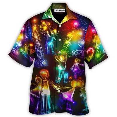 Christmas Family Happy Love Tree Neon Light Style 8211 Hawaiian Shirt 8211 Owl O