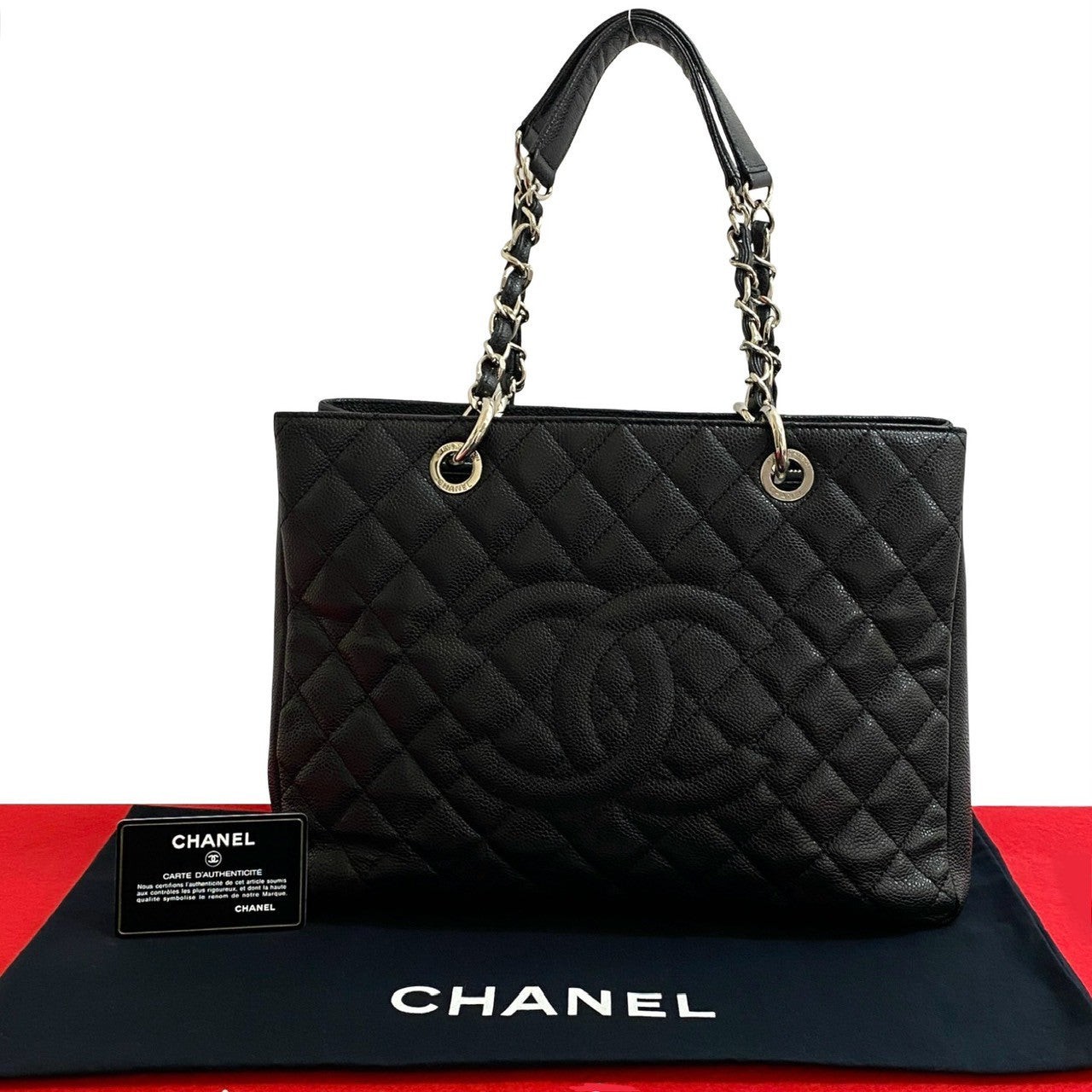 Chanel Black Matelasse Caviar Skin One Size Tote Bag 539016