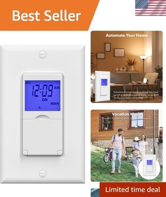 Flexible Indoor Timer Switch: 18 On/Off Settings & Auto/Manual Modes for Lights
