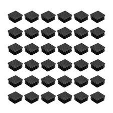 32Pcs Square Plastic Plugs 30 x 30mm PE Pipe Tubing End Caps for Tube Black 