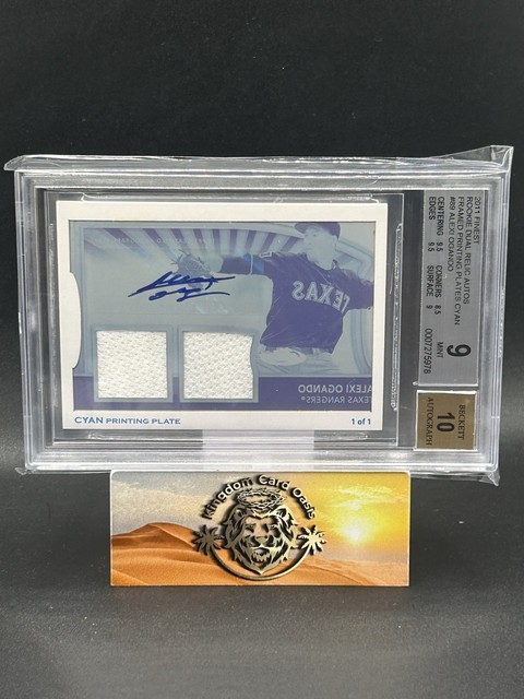 2011 Topps Finest Alexi Ogando #89 1/1 Printing Plate Rookie Auto Relics BGS 9