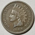 1908-S Indian Head Cent Fine Semi-Key Date IHC Fine F Natural Original Look 🔥