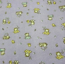 1/2 yard Baby Purple Fabric Yellow Bears Ducks Bath Time Print Cotton Quilting S