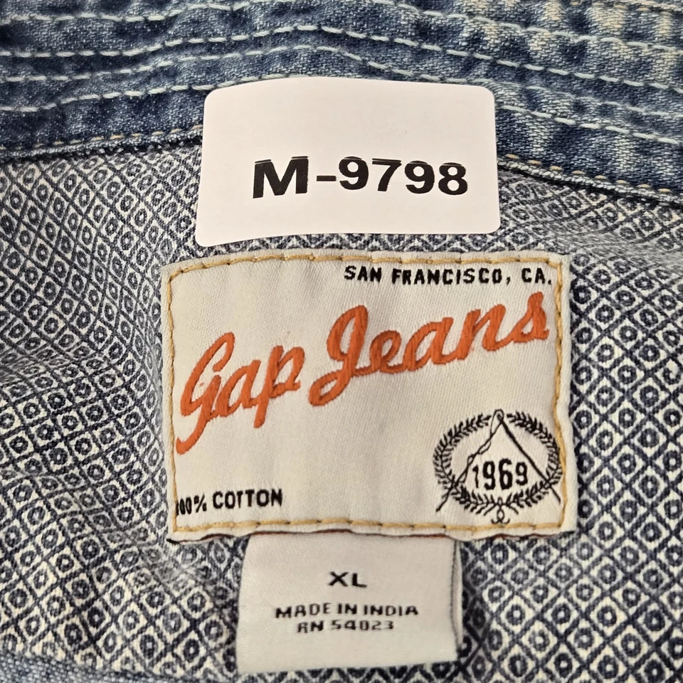 Camisa con botones Gap Jeans para hombre XL azul denim occidental manga larga trabajo Foto 2 de 4