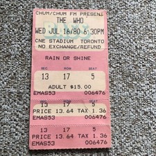 The Who Complete ticket CNE Stadium Toronto 16/07/80 #5
