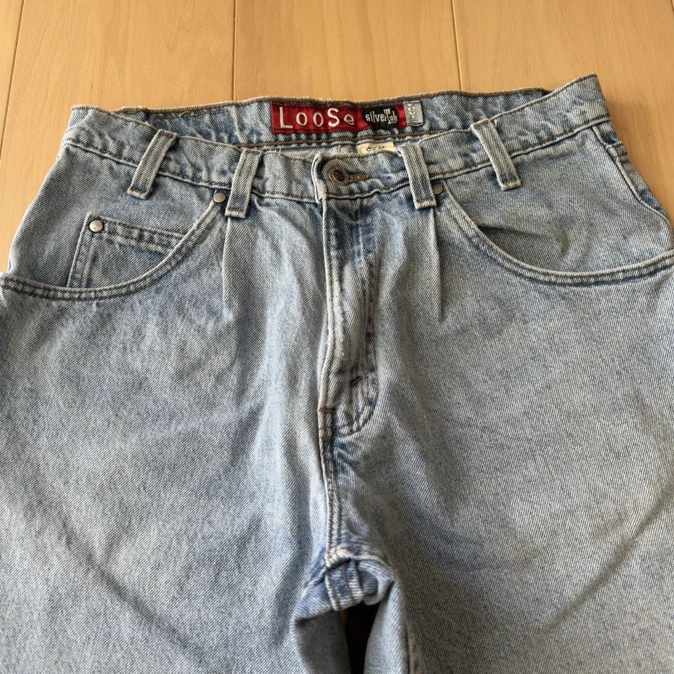 Pantalones Cortos Denim Vintage Levis Silver Tab 32 Azul Años 90 Lavado Claro Hechos en EE. UU. Foto 4 de 4