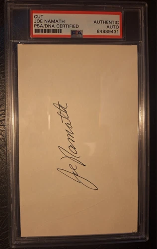 JOE NAMATH HAND SIGNED AUTOGRAPHED NEW YORK JETS MVP ENCAPSULATED CUT PSA /DNA