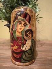 VT Russian Nesting Dolls Hand Painted Matryoshka Jesus Nativity Religious Signed