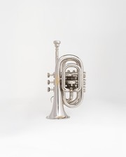 Pocket Trumpet NICKEL Plated with Mouth Piece n Case-BRS HORN FAST SHIPPING