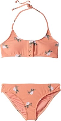 O'Neill Kids Girl's Berkeley Snap Bralette Swimsuit 2 Piece Set Size 14 1013