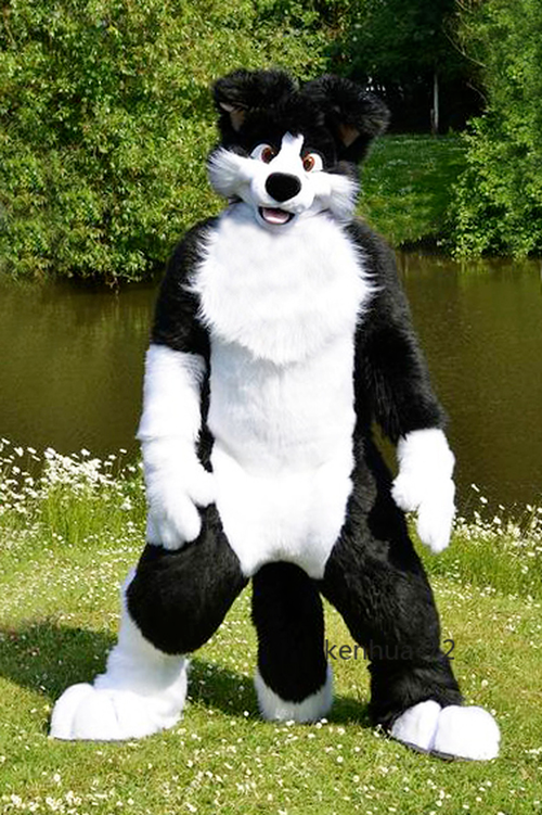 Costume Mascotte Husky Pelo Lungo Per Adulto - Completo Per Halloween E Cosplay #349