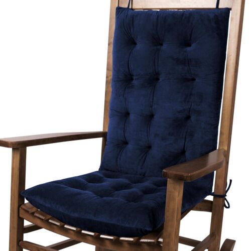 Rocking Chair Cushions Velvet High Back & Seat Cushion 2-Piece Set Navy