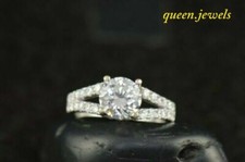 2.14CT Lab-Created Round Cut Diamond Split Shank Wedding Ring 14K White Gold FN