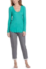 Anthropologie Scoop Neck Soft Comfy Tee X Small 0 2 Green Top Shirt High Low Hem