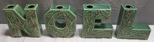 Retro Vtg Lipper & Mann Ceramic NOEL Holly Candle Holders Christmas 4" Japan