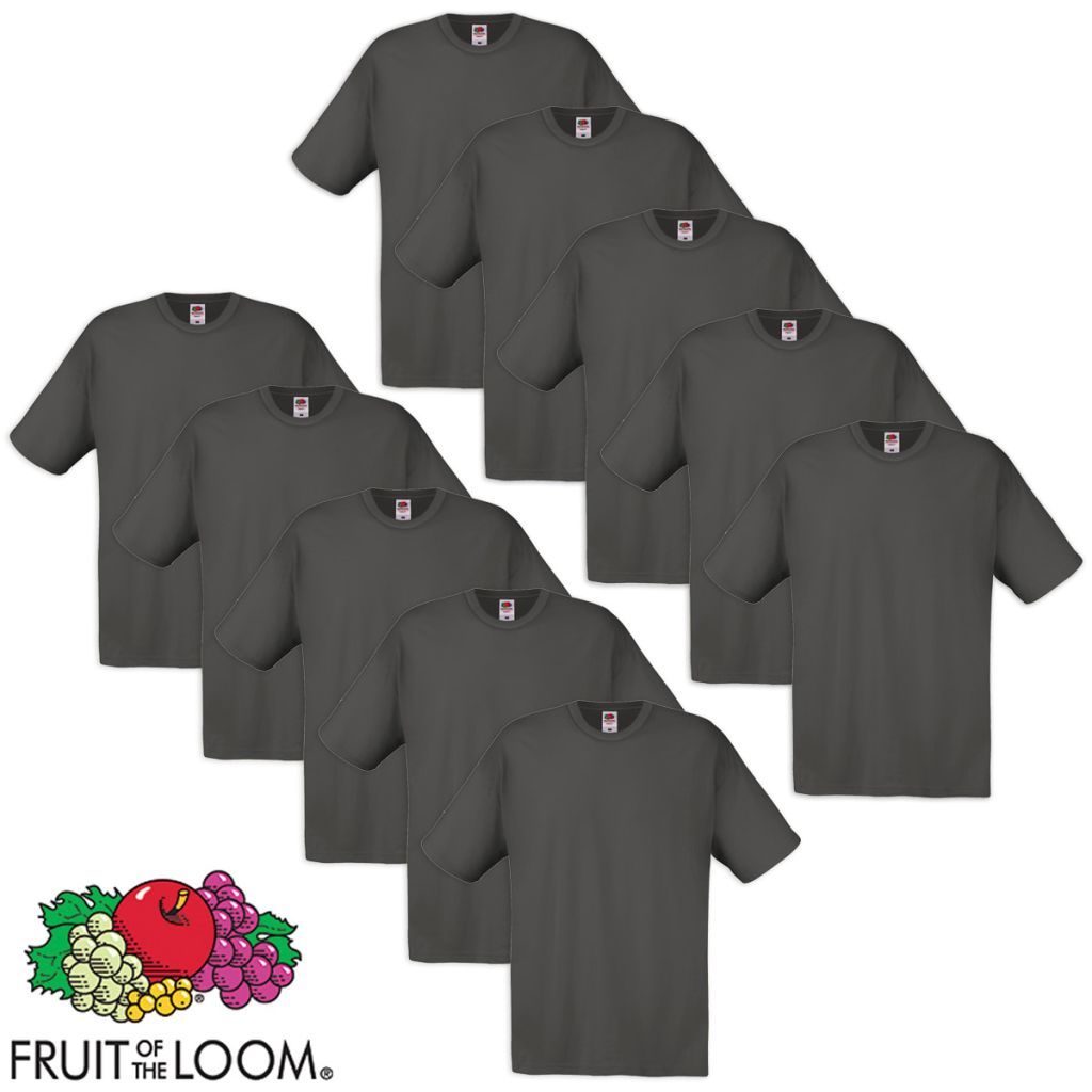 FRUIT OF THE LOOM 10 PACK PLAIN BLACK T SHIRT TEE SHIRT (S TO 5XL