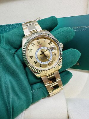 Rolex Sky-Dweller 42MM Yellow Gold Champagne Arabic Dial 326938