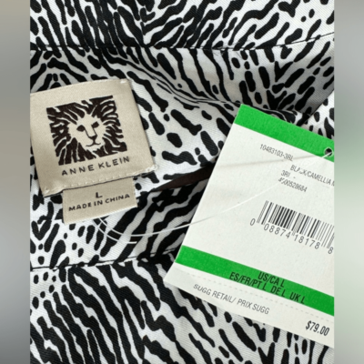 Anne Klein Top Womens Size Large Zebra print Chiffon Tunic