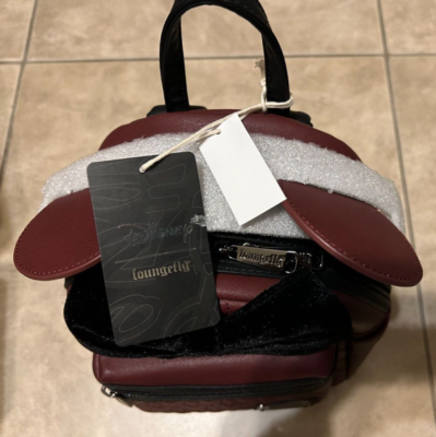 Disney Parks Loungefly Maroon Quilted w/ Black Velvet Bow  display picture 2