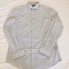 Theory Mens Cedrick Spring L/S Dress Shirt Black Check Size 17 R