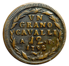 Italia Regno Napoli Grano 12 cavalli 1792 AP Ferdinando IV antica patina Ottima