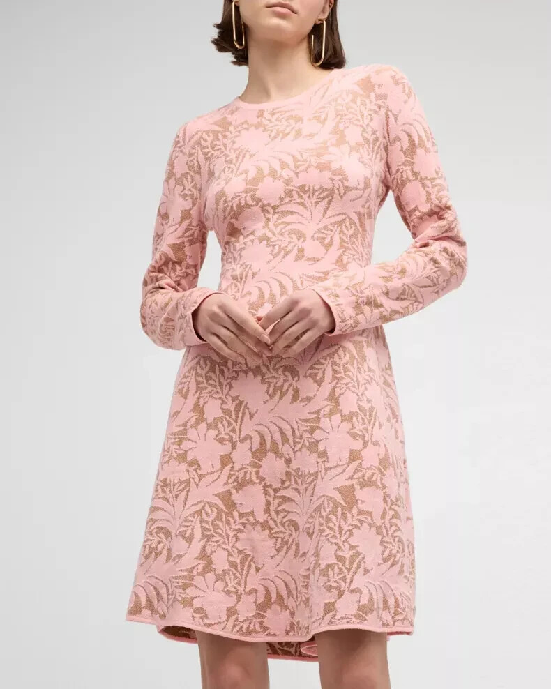 Lela Rose Floral Jacquard Fit & Flare Knit Dress  Size:XS  $1290 NWT