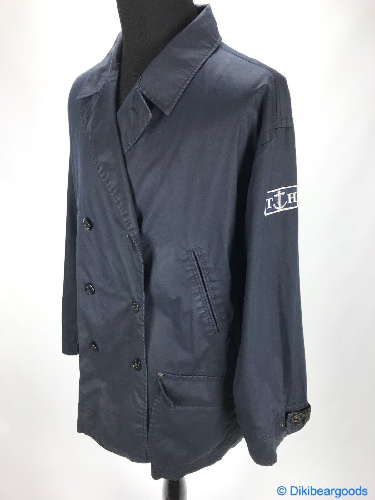 Vintage TOMMY HILFIGER Men's Rain Trench Coat XL Navy… Gem