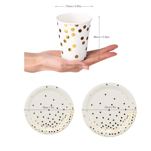 30X Pappbecher + 30X 7 "Teller + 30X 9" Teller Einweg Drinkware & Geschirr A7K0 - Bild 3 von 6