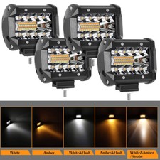 4x 4 Cube Side Shooter Led Work Light Bar Pod White Amber Driving Strobe Lamp