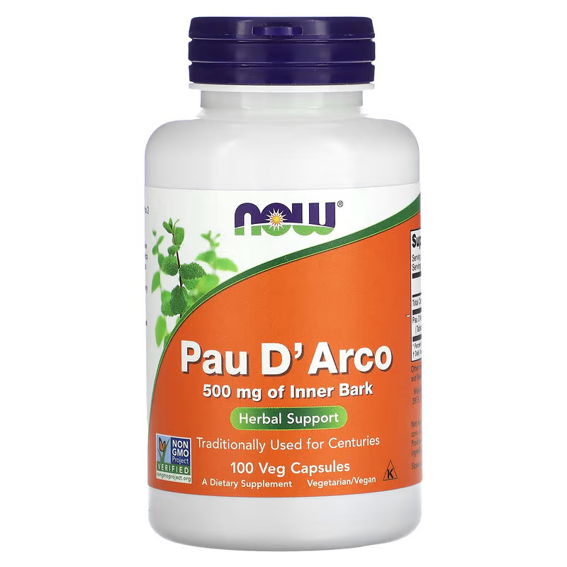 NOW Foods Pau D'Arco 500mg - 100 Veg Capsule | Immune System Support