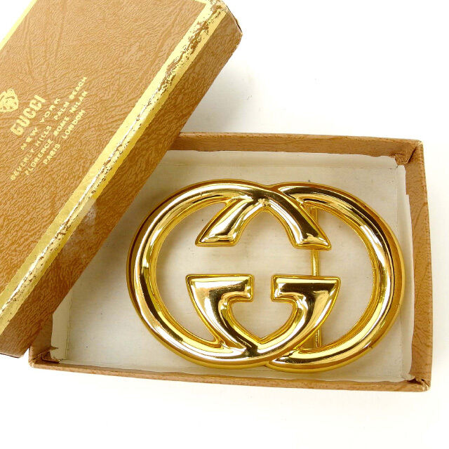 Gucci belt buckle Interlocking Gold Woman Authentic Used Y1697