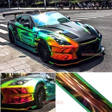 Magic Rainbow Chameleon Mirror Car Glossy Chrome Vinyl Wrap Sticker Air Free Us