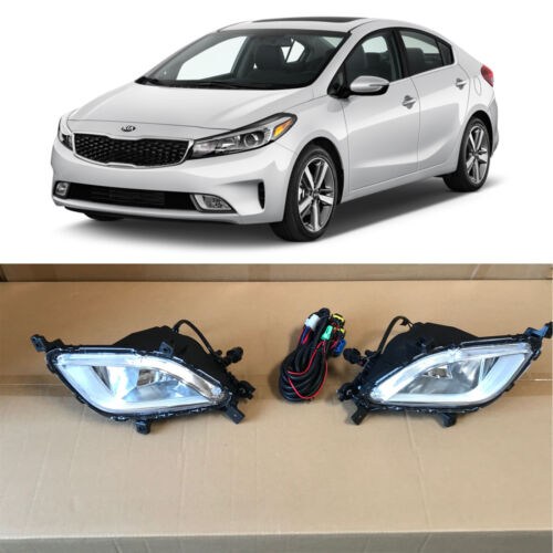 Fog Lights Lamps 2pcs Pair + Wiring Driver Passenger for 2017 2018 Kia Forte - Afbeelding 1 van 3