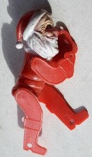Santa Claus Figurine Plastic Celluloid Head Body Jointed Arms Legs Unmarked ----