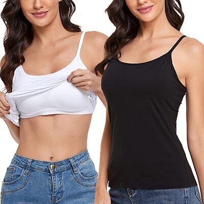 US Women Camisole Tank Tops Adjustable Strap Cami With Built in