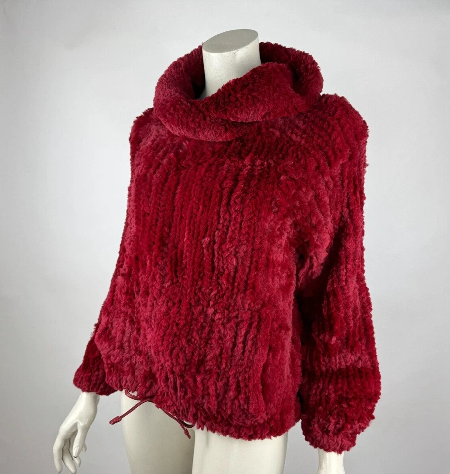 Sonia Rykiel Париж красный окрашенный вязаный Rex кролика пуловер свитер женщин * недостаток - Изображение 2 из 4