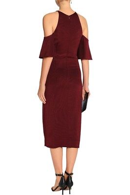 CUSHNIE et OCHS Red-Brown Auburn Cold Shoulder Stretch Hi-Slit Cocktail  Dress 10 | eBay