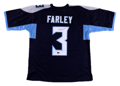 CALEB FARLEY SIGNED AUTOGRAPHED TENNESSEE TITANS #3 NAVY JERSEY