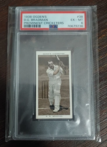 1938 OGDEN'S CIGARETTES DON BRADMAN #38 Prominent Cricketers 6 EX-MT PSA