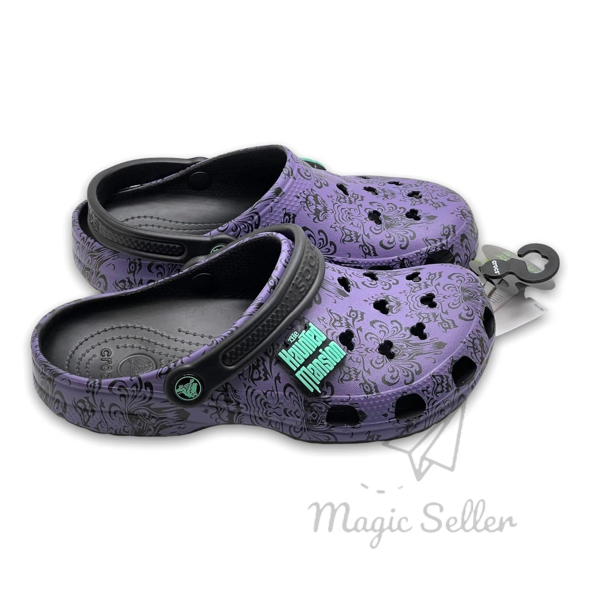 Disney Haunted Mansion Purple Wallpaper Crocs Adult M7 W9 Shoes New In Hand