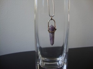 Authentic VINTAGE GRAY JASPER HEALING PRISM ELECRTOFORM GOLD PLATED SILVER 925 PENDANT