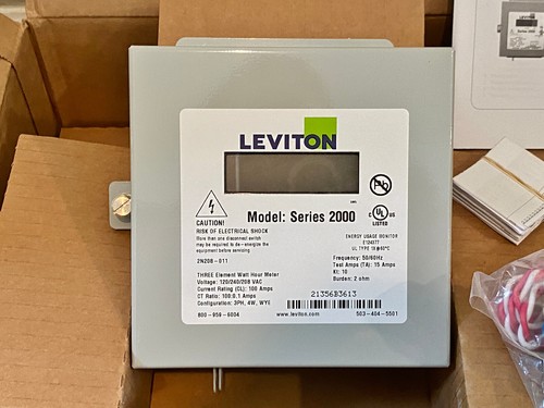 Leviton 2K208-1SW Series 2000 Indoor Usage Meter 3 Solid Core CTs 120/208 VAC - Picture 4 of 10