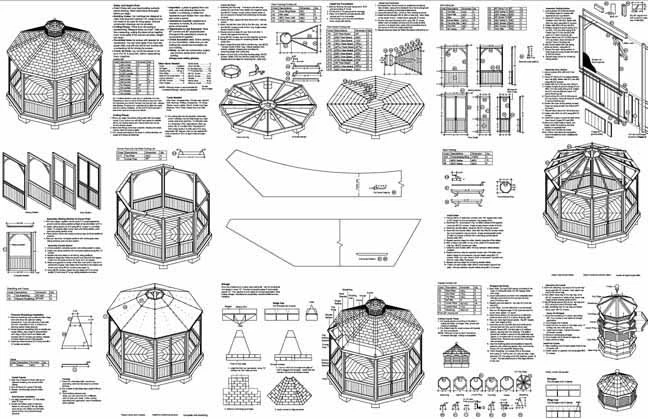 How To Build 12' Octagon Screened Gazebo Plans, Material List Include #10112 - Image 2 of 2