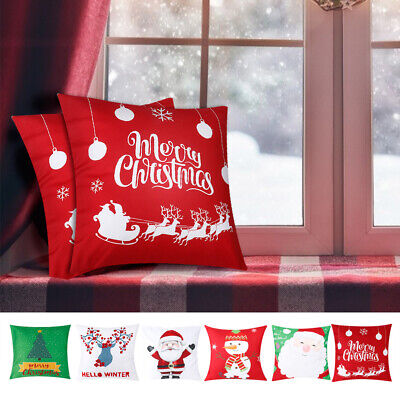 Christmas Deer Santa LED Light Linen Pillow Case Cushion Cover Bed Sofa Case UK