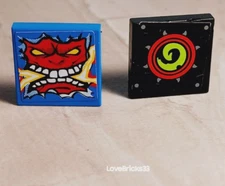 LEGO Magic Swirl ELECTRICITY EATER Monster Face Lot of 2 Tiles Sticker Fun